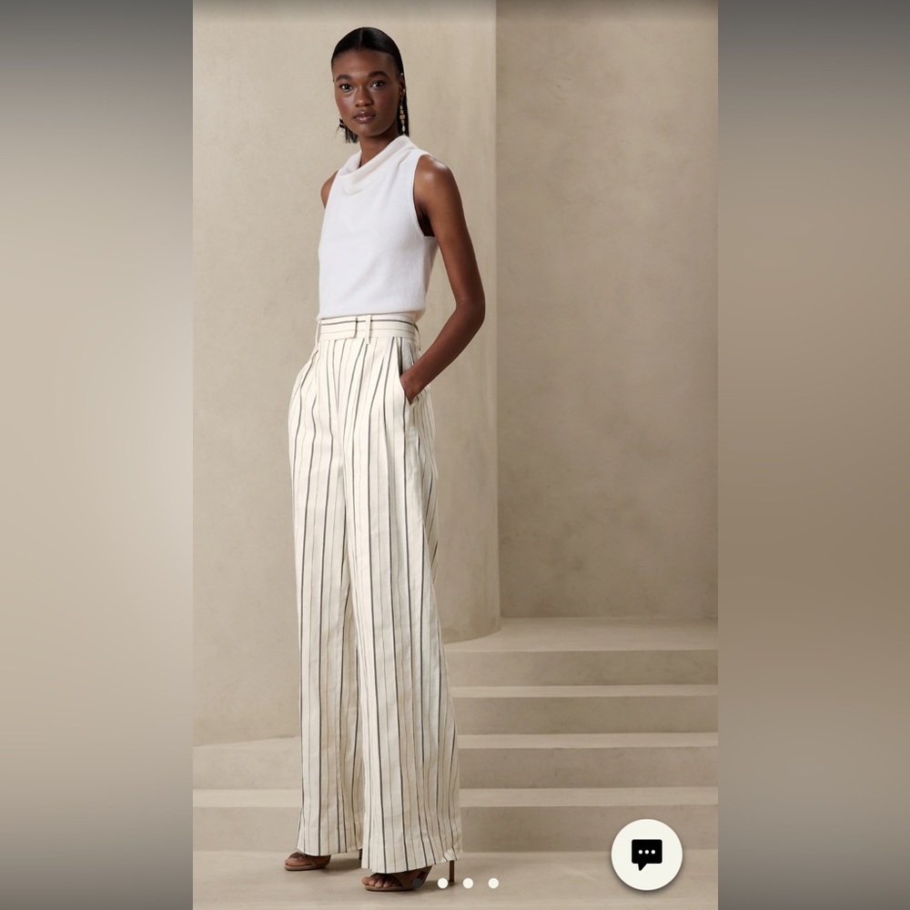 Banana Republic Alva Wide Leg Cotton Linen Pant